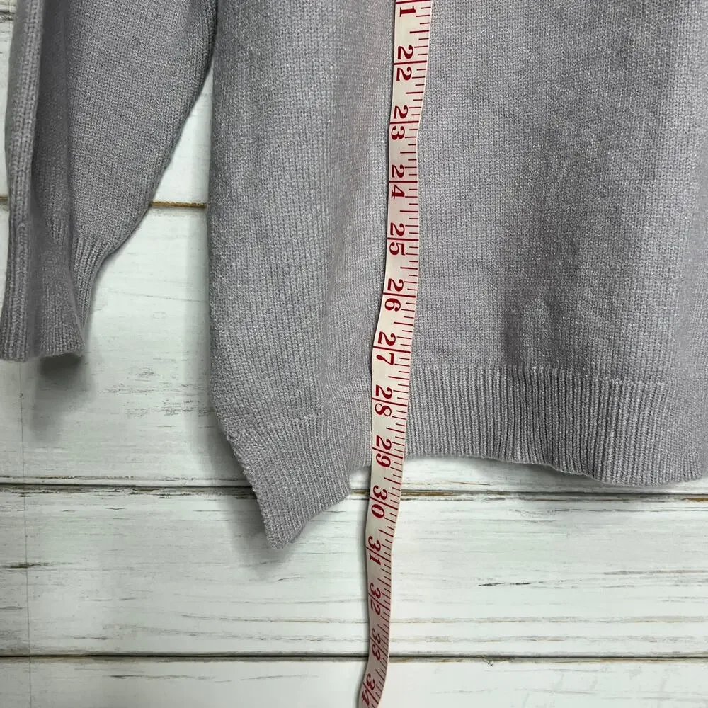 Pink Lily Gray Heart Sweater Oversized Cozy Knit Pullover Size Medium